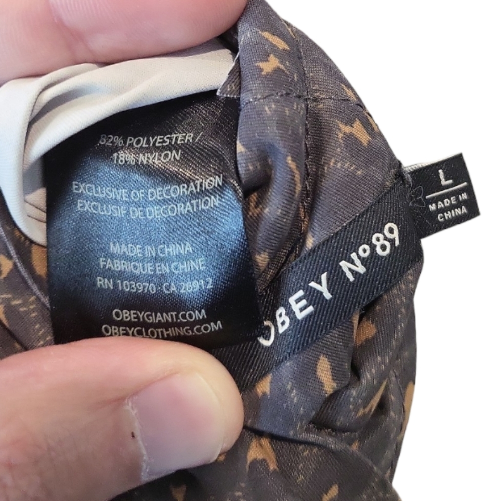 Obey reversible bomber jacket leapord print chest logo - Picture 3 of 8